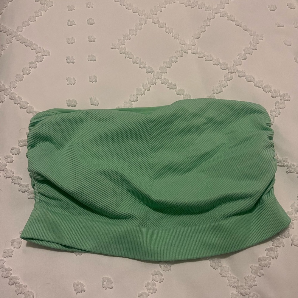 Ruched rib bandeau bra